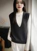 New Year Women's V-Neck Sleeveless Shiny Layered Plus-Size Wool Vest for Spring and Autumn