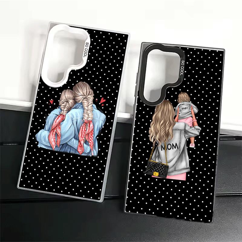 Mama Baby Mode Punkt Design Stoßfeste Handyhülle für Samsung Galaxy S26 Edge S25 Ultra S24 FE S23 Plus S21 Hülle Anti-Fall-Schutz