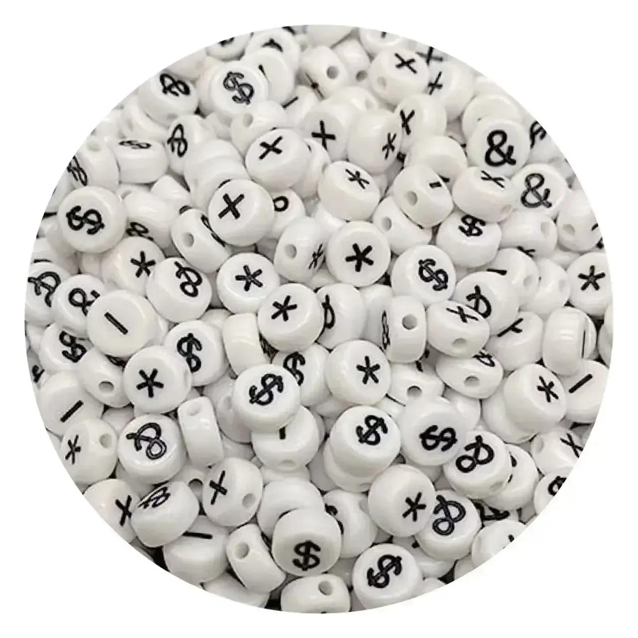 

100-500PCS Acrylic Multicolor Symbols Beads Round Loose Spacer Beads For Jewelry Making DIY Necklace Bracelet Accessories 100PCS
