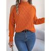 Women's Off-Shoulder High Neck Cable- Sweater - Soft Stretchy Long Sleeve Pullover, Solid Color Casual Chic Fall Winter Top, Highneck Pullover