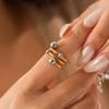 European-American Gold & Silver Color-Block Spherical Multilayer Open Ring - Versatile Titanium Steel Women's Ring