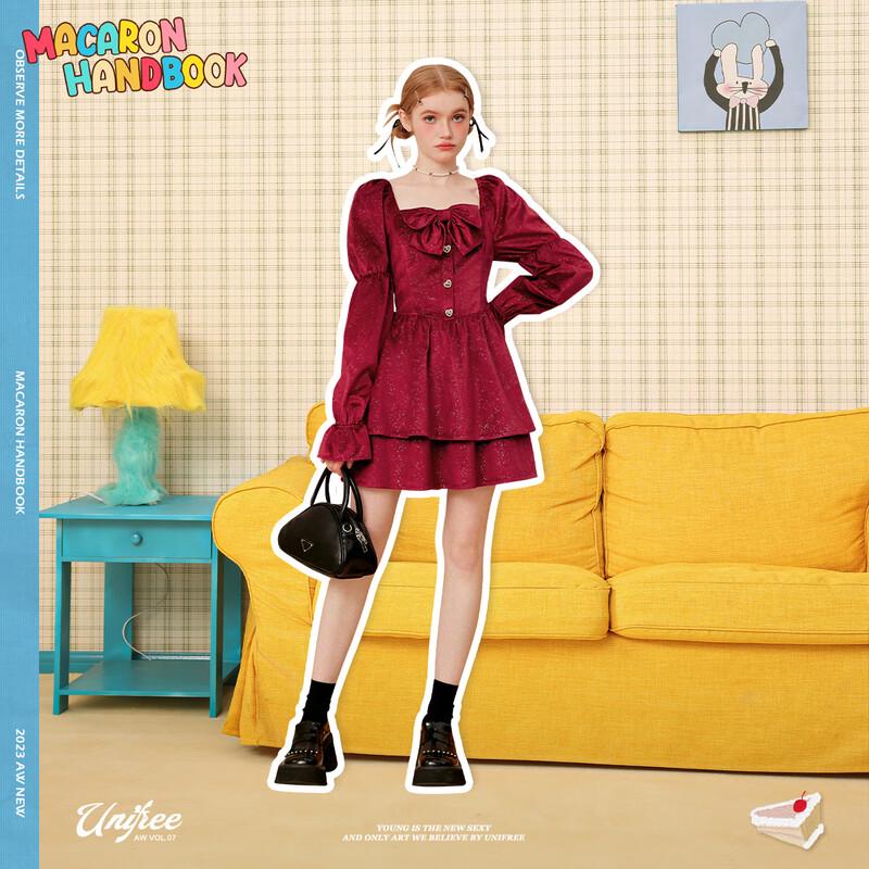 UNIFREE French Velvet Backless A-Line Dress