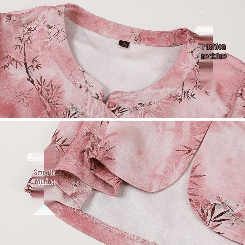 New Chinese Style Floral Short Sleeve Top