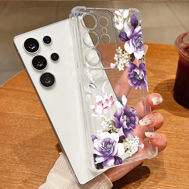 Little Flower Pattern Clear Phone Case For Samsung Galaxy S26 S25 S24 S23 Ultra S22 Plus S21 S24 S25 FE Shockproof Soft Cover