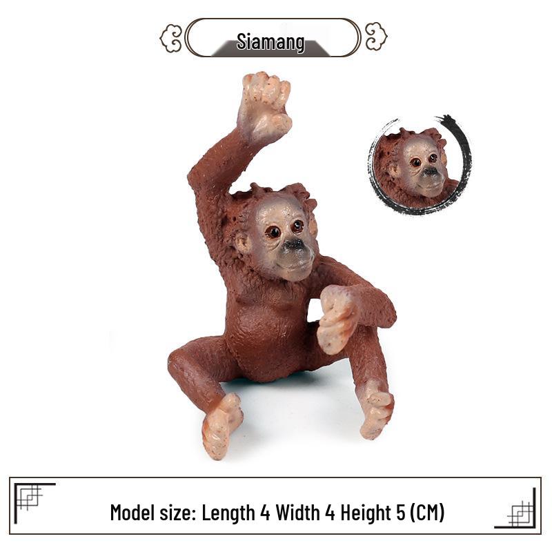 Wild Animal Ornaments: Solid Plastic Long-armed Ape & Orangutan Models - Educational Set