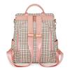 Rucsac antifurt pentru femei Geantă de umăr multifuncțională în carouri Rucsac de călătorie cu trei scopuri