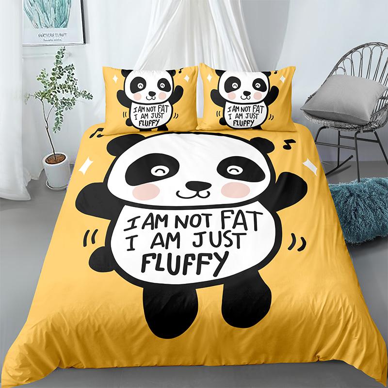 Comforter Panda Printed 2/3Pcs Bedding Set Bamboo For Adult Child Bedclothes And S Bed Sets King