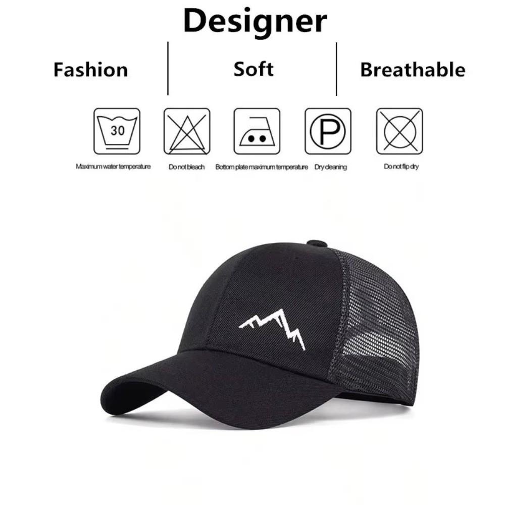 Breathable Mesh Baseball Cap Mountain Range Embroidery Hip Hop Hat Fashion Sunscreen Hat  Summer