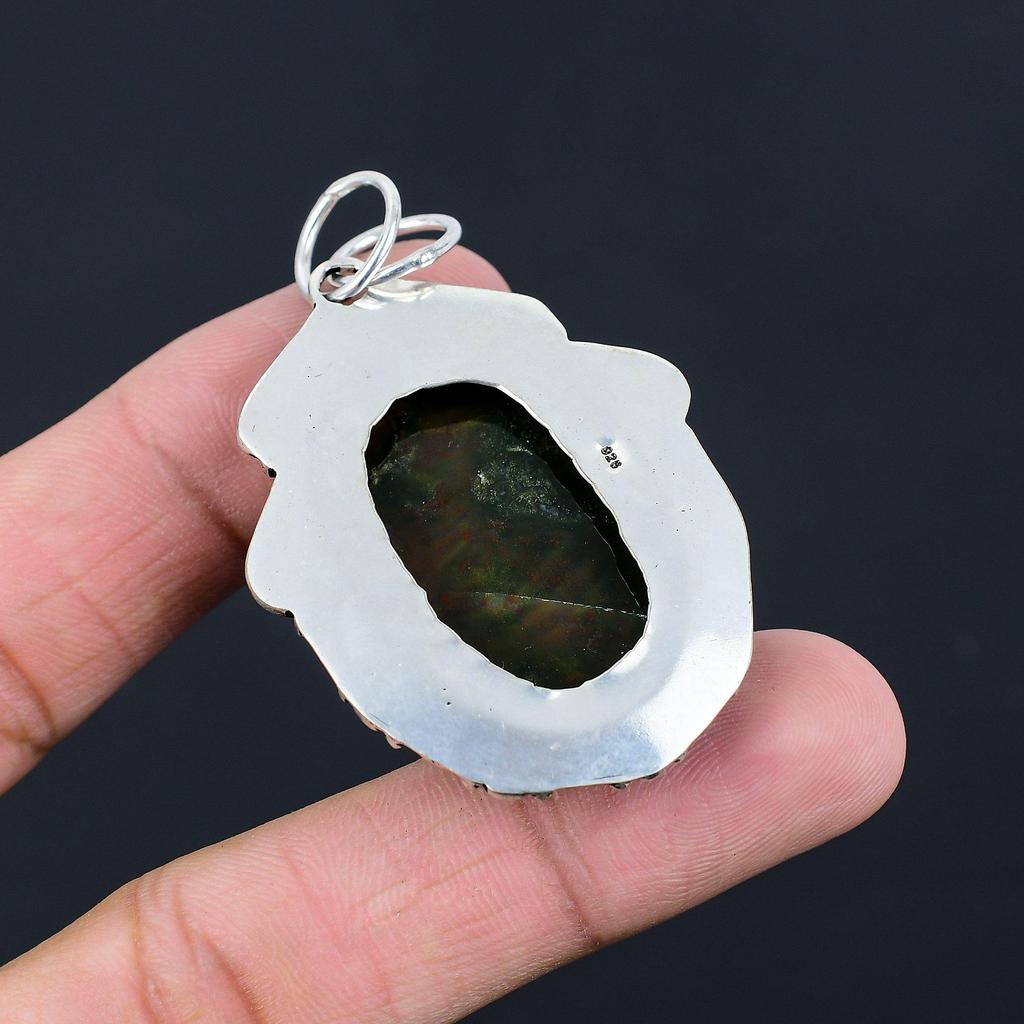 Daughters Day Deal Sterling Silver Bloodstone Gemstone Mother Pendant Jewelry