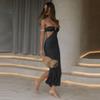Midriff Outfit European and American Ins Halter Lace-up Tube Top Long Dress