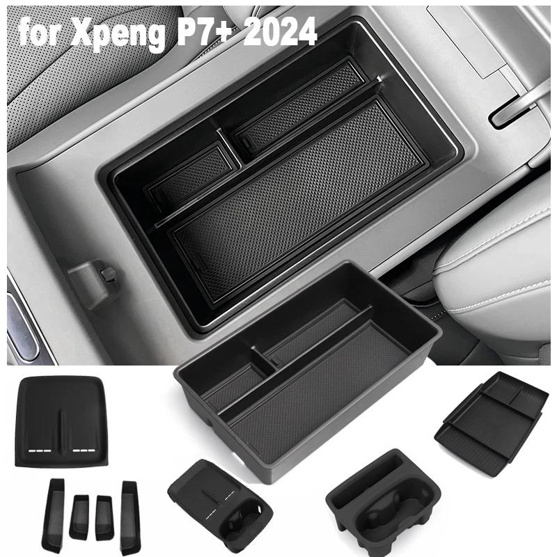 Car Central Storage Box for Xpeng P7+ 2024 Cup Holder Dashboard Tray Car Door Organizer Tidying Black Interior Accessories TPE