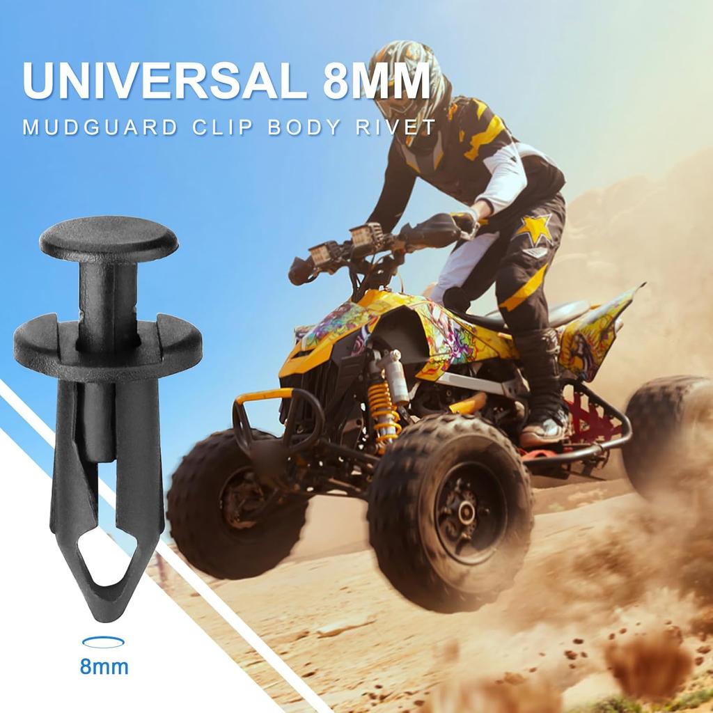 100PCS Nylon Body Fastener Rivets, Mudguard Clip Body Rivet Replacement Parts, Suitable For Multiple Models Such As ATV, UTV, Honda, Etc