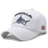Berretto da Baseball Unisex Lavato Lettera Ricamata 3D Cappello Squalo Bandiera Americana Berretto Visiera Anatra Regolabile Retrò Streetwear
