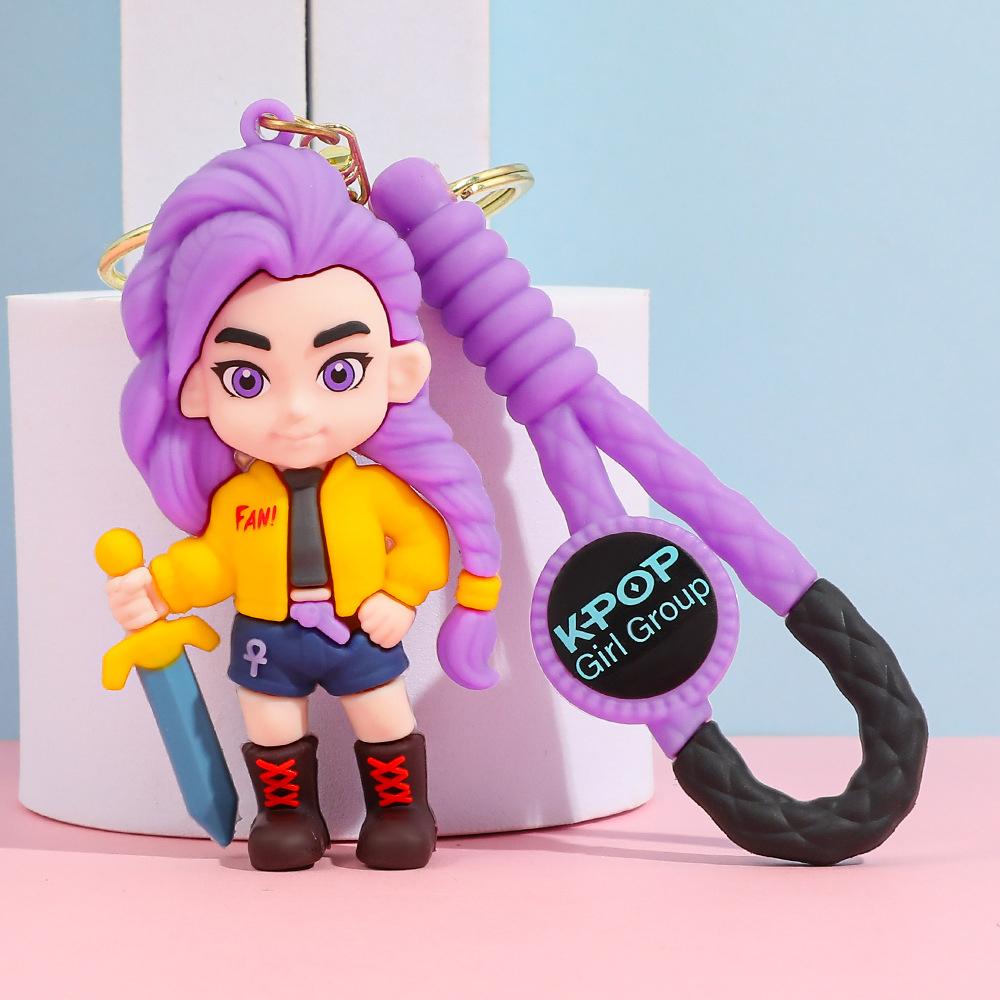 Creative Kpop Demon Hunters Little Tiger Keychain Pendant Cartoon Anime Monster Hunt Girl Key Ring Bag Hanging Decoration Gift