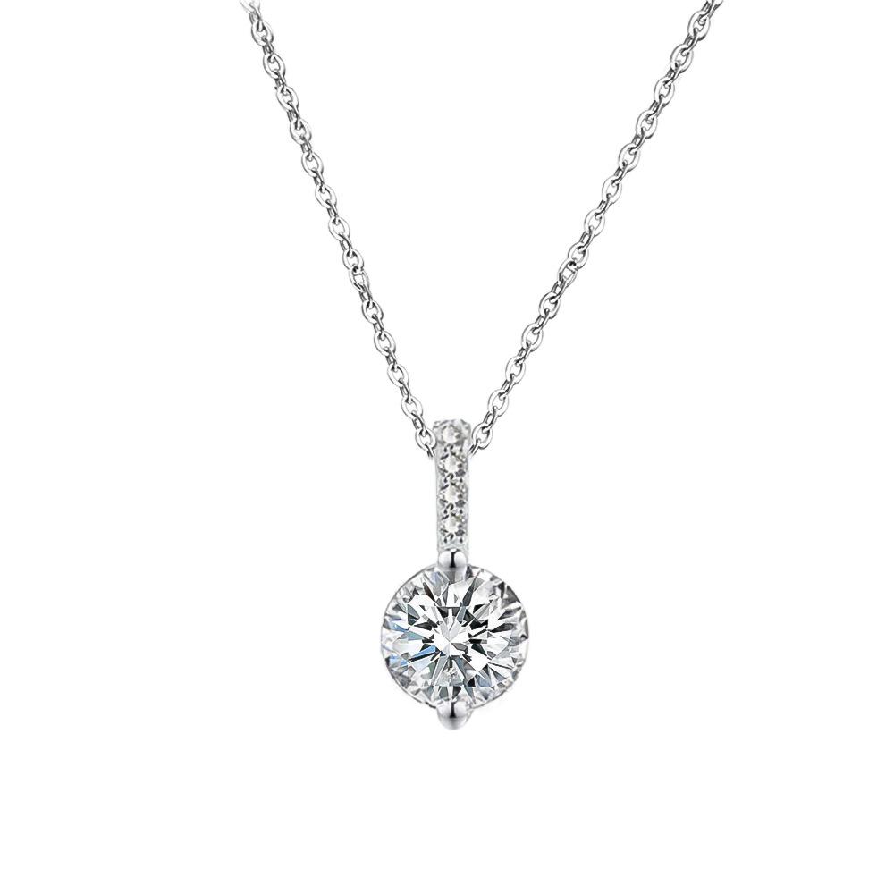 S999 Sterling Silver Minimalist Diamond Necklace - Women s Versatile Luxury Zircon Clavicle Chain Sterling Silver платиновый