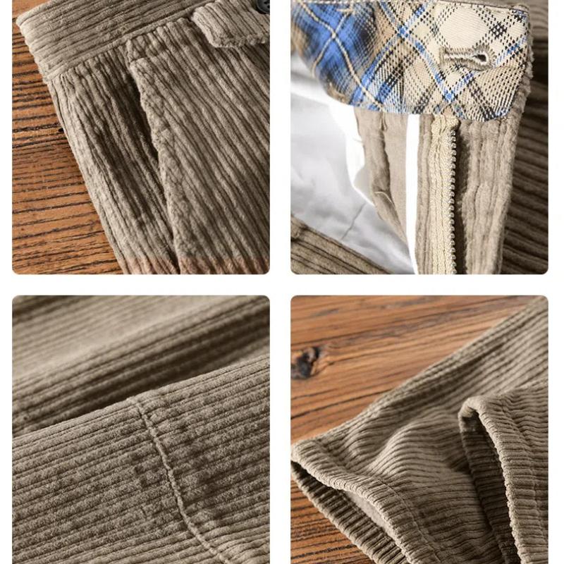 Podzimní a zimní pánské kalhoty Japonské retro manšestrové cargo kalhoty Jednobarevné tužkové devítikvartální kalhoty Denní ležérní pánské kalhoty