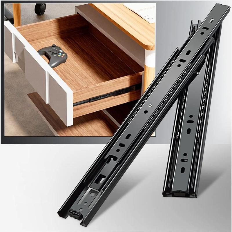 45mm Drawer Slides Side Full Extension Mount 100 LB Load Capacity Ball Bearing Guide Glides 1 Pairs