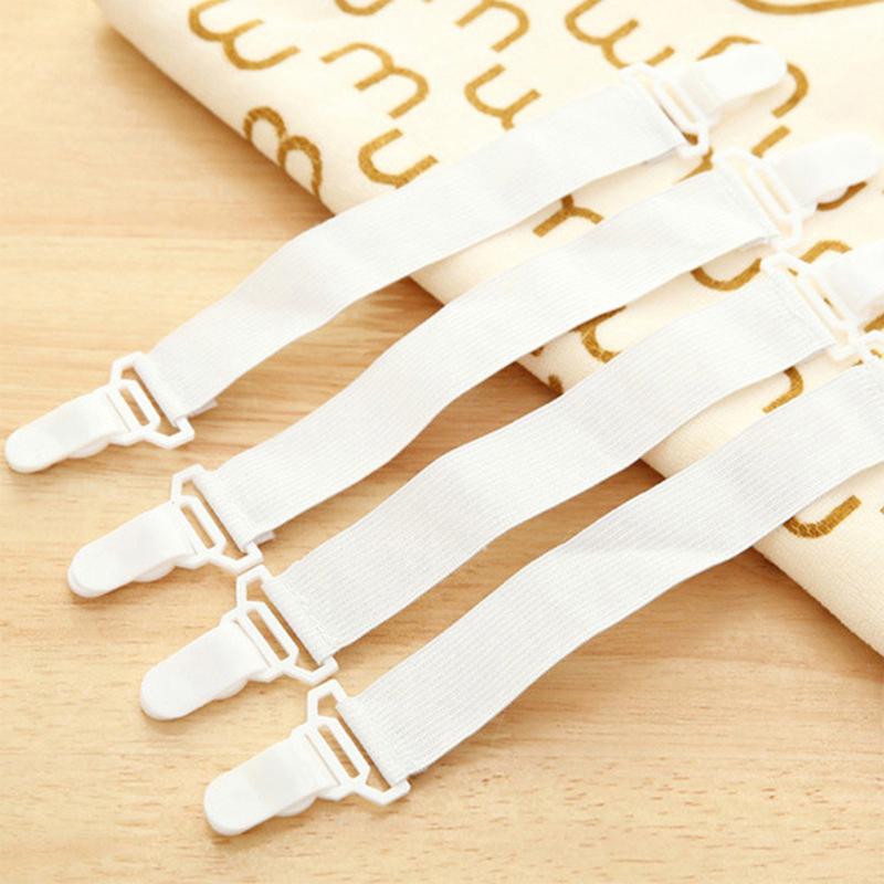 

4Pcs/Set Elastic Bed Sheet Clips Mattress Cover Blankets Sheet Grippers White