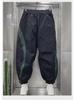 2024 Men's Spring/Autumn Loose Harem Pants with Elastic Waist and Contrast Cuffs