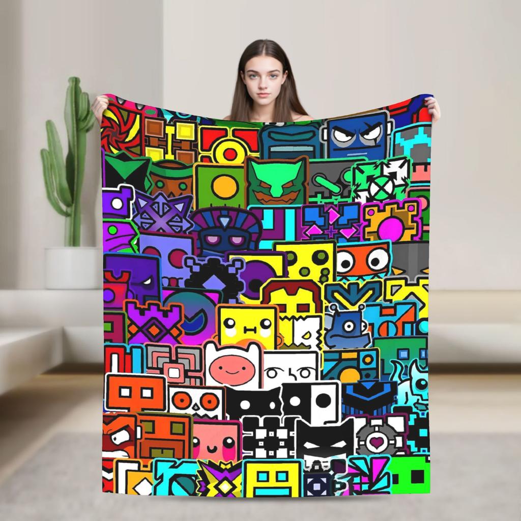 Geometry Gaming Dashed  Warm Blanket  Boy Girl Plush Throw Blanket Funny Living Room Flannel Bedspread Sofa Bed Cover