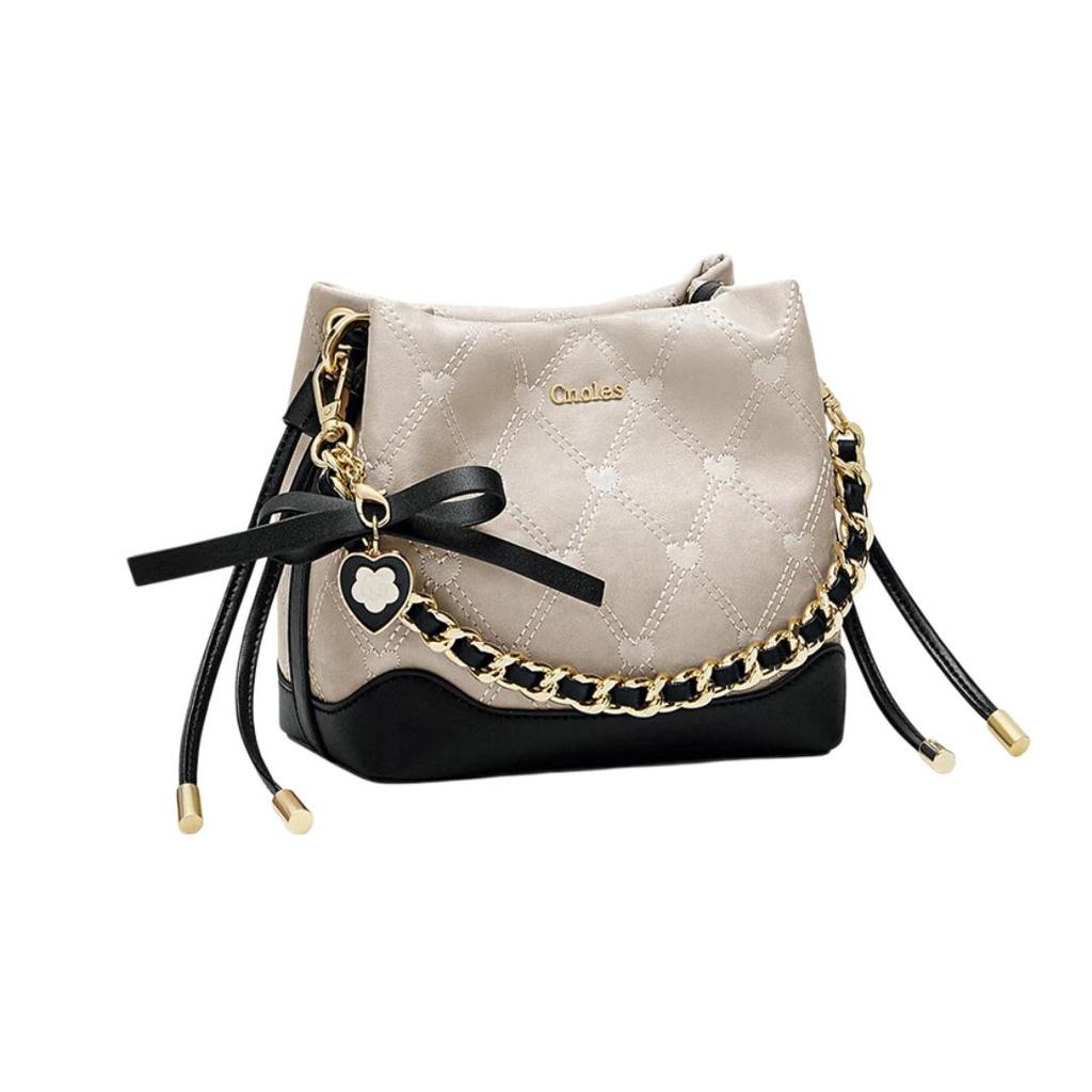 Cnoles Bucket Bag, Women's Crossbody Bag, Shoulder Bag, Light Heart-Shaped Quilted Bag,