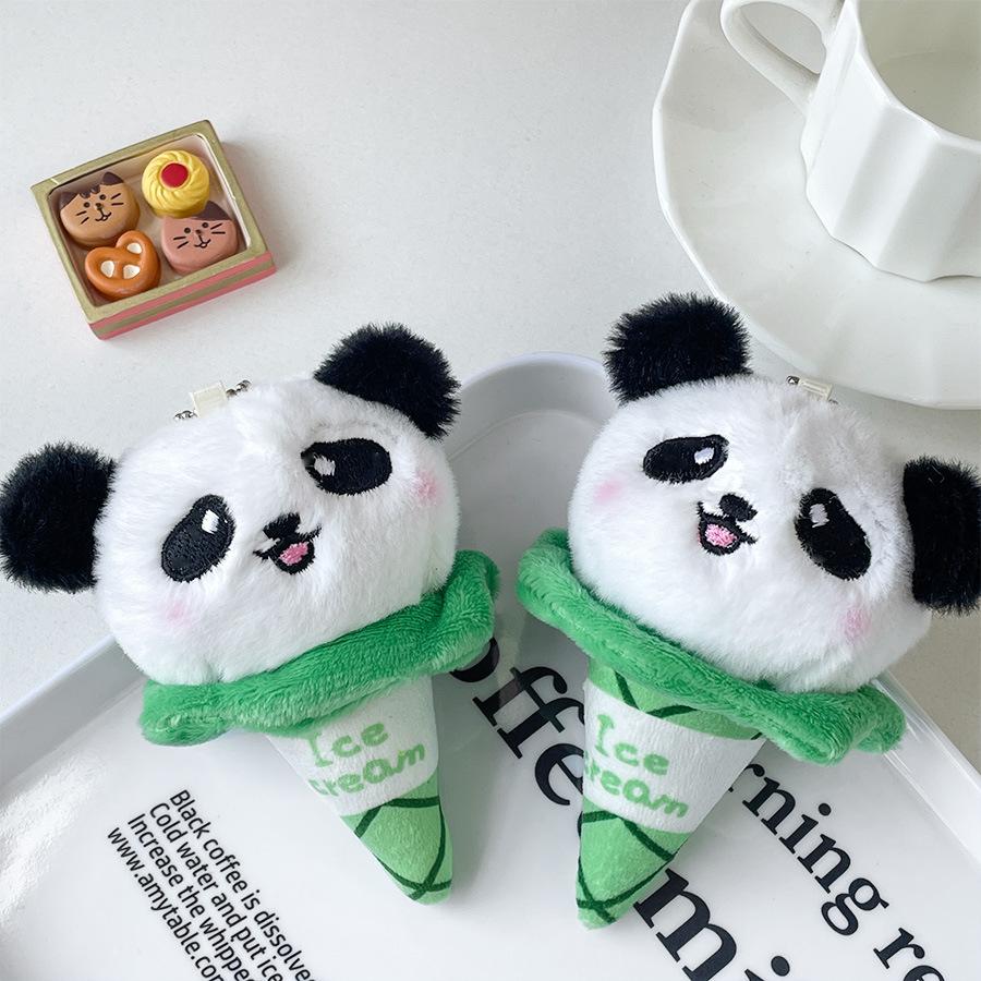 Cute Cone Panda Plush Toy Ice Cream Little Panda Plush Doll Schoolbag Keychain Pendant