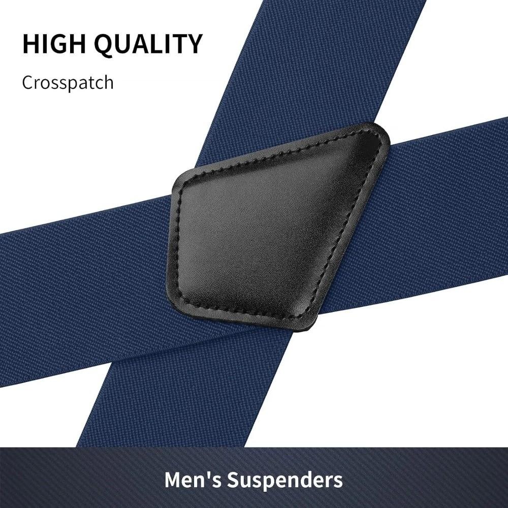 5cm Wide X-Type Suspenders Solid Color Elastic Pants Braces Simple Adjustable Suspenders Business