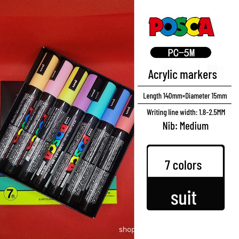 Mitsubishi POSCA PC-5M Wasserbasierter Poster- & Graffiti-Stift, Mittlere Spitze (1,8-2,5 mm), 17 Farben
