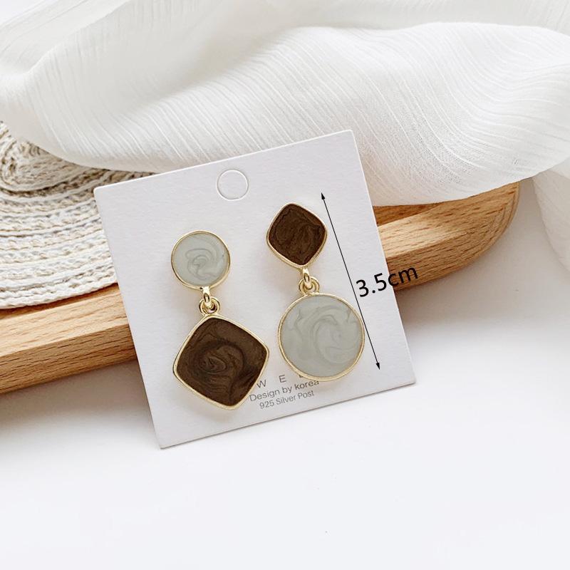 Neue Mode Emaille Ohrhänger für Damen Koreanische Blume Tropfen Geometrische Statement Ohrringe für Damen Hochzeit Ohr Zirkon aretes
