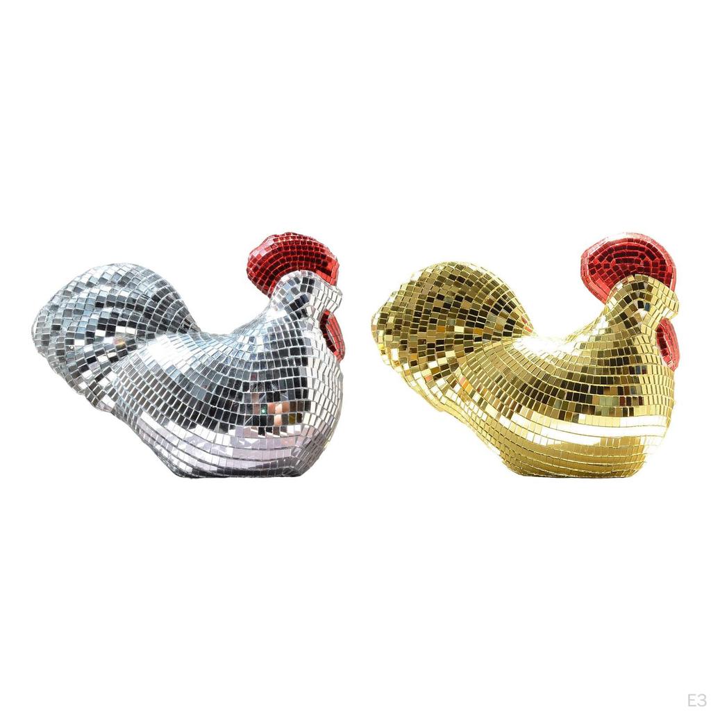 Hühnerfigur Spiegelkugel Skulptur Dekoration Glasverarbeitung Glänzende Oberfläche für Zuhause