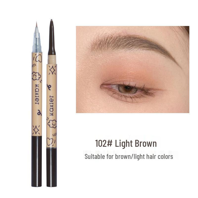 Kashir Double-Ended Quick-Drying Waterproof Brow Pencil - Long-Lasting, Sweat-Proof, Natural Volumetric Finish 0.8+0.3g