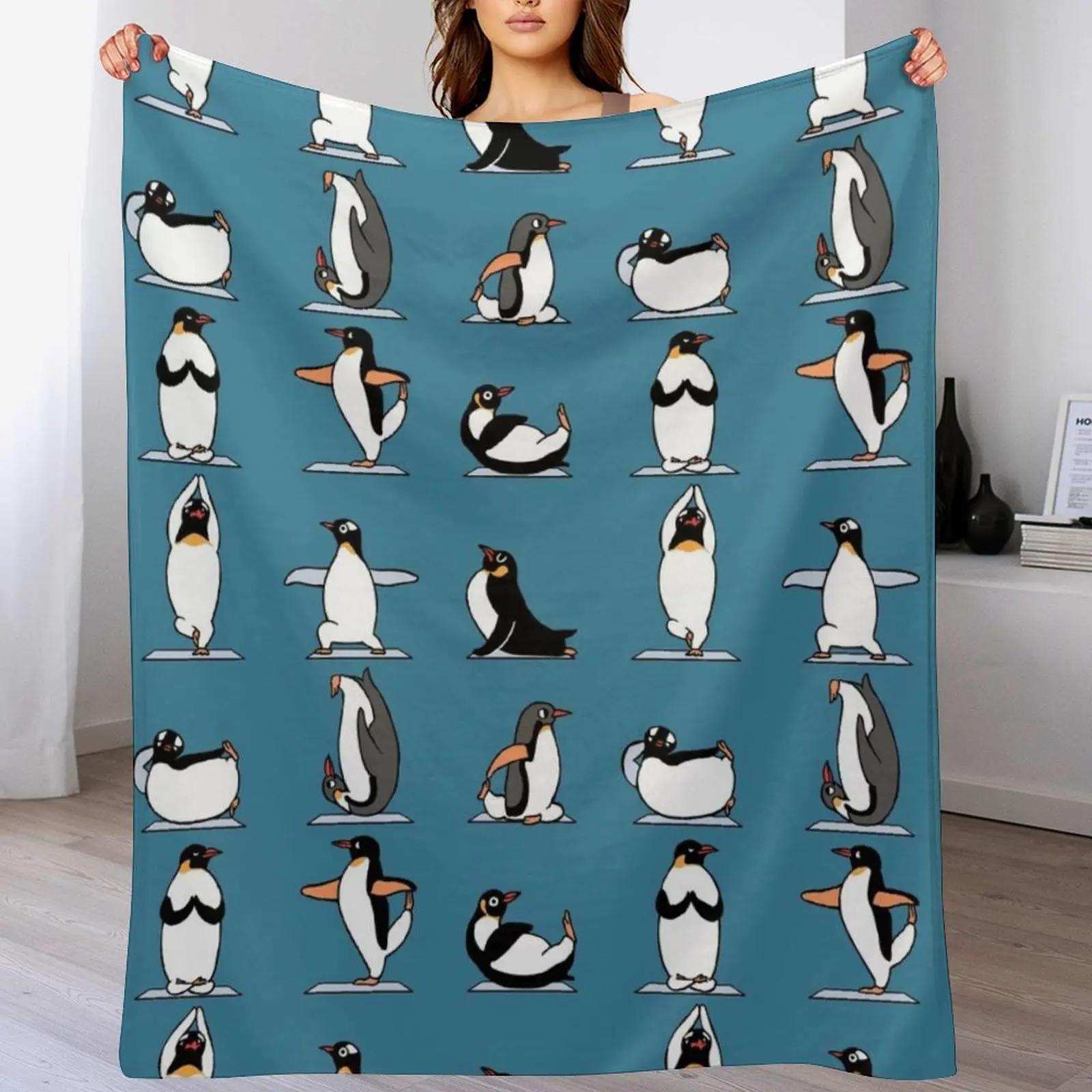 Penguin Yoga Throw Blanket Summer Cool Breathable Blanket for Sleeping 102x76cm(40x30in)