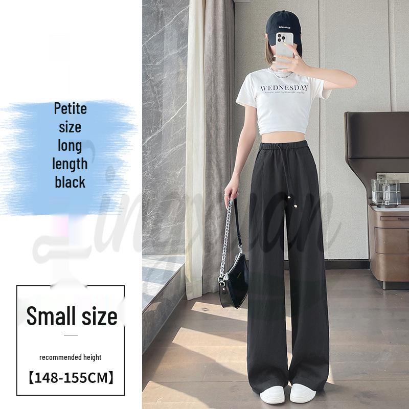 2026 Summer Tencel Linen High-Waisted Wide-Leg Lace Pants for Women