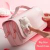 1Pc Cute Cat Decompression Pencil Case Big Pencil Box Portable Girls Pen Bag Double Layer School Pouch Kawaii Stationery