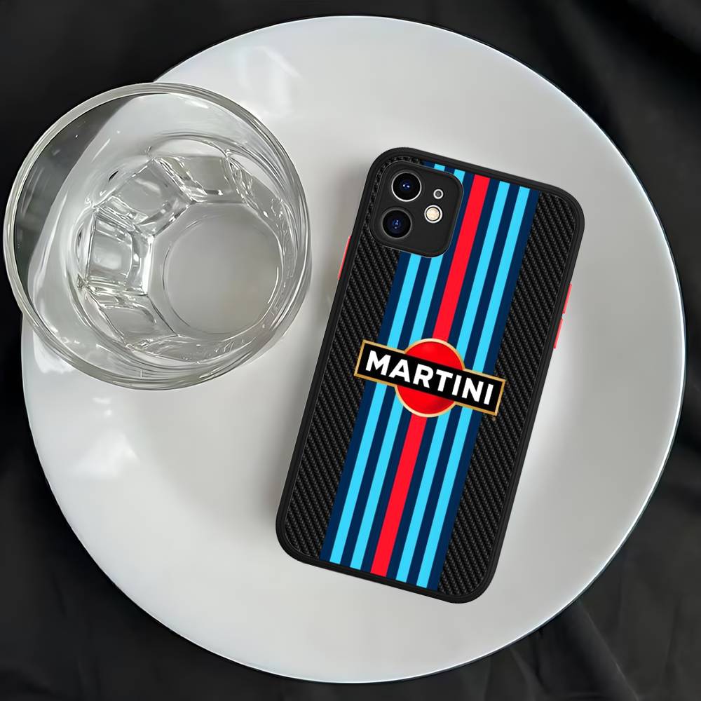 Custodia protettiva opaca a strisce orizzontali M-Martini Racing per iPhone 16 15 14 13 12 11 Pro Max X XS MAX Custodia protettiva