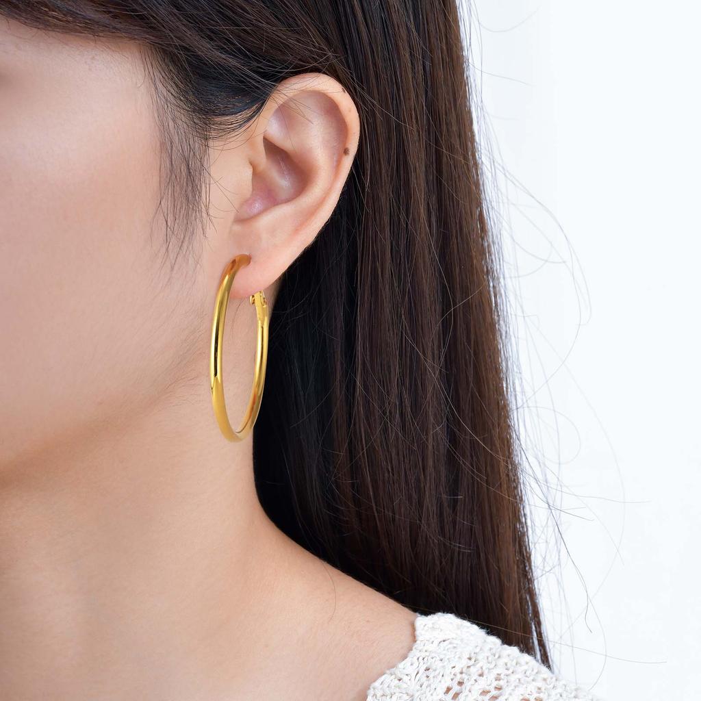 3pic Set Stainless Steel Round Earrings for Women Girls,Gold Color Waterproof Hoop Earrings,Minimalist Jewelry Gift