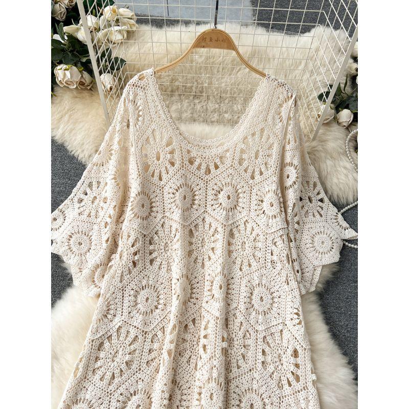 Age-Reducing Wear Hollow Dress Niche Style Casual Crocheted