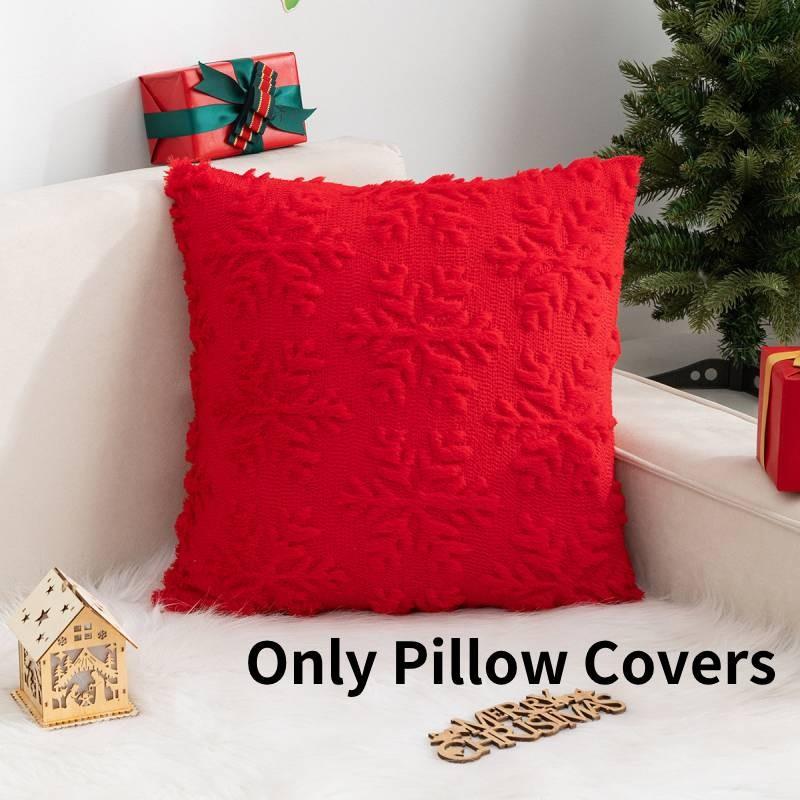 Christmas Tree Snowflake Pillow Cover Plush Throw Pillowcase Winter Home Decor