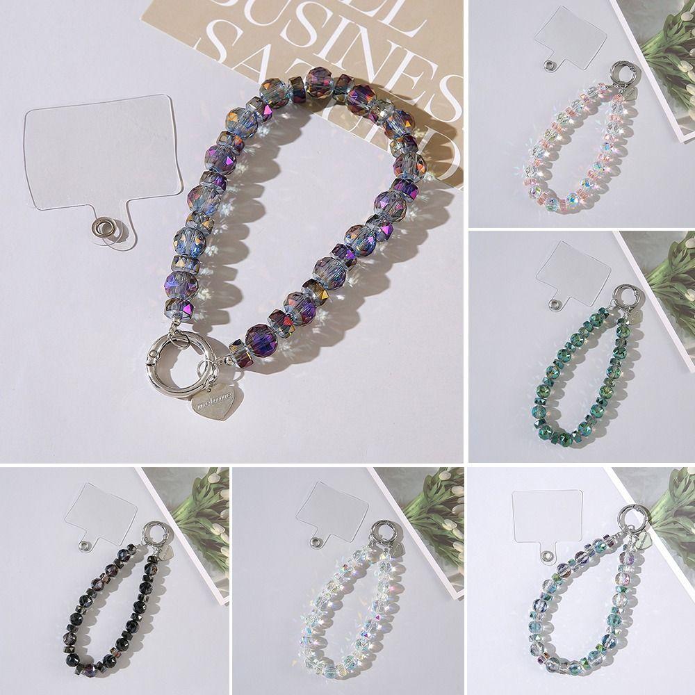 Detachable Crystal Bead Keychain Transparent Wrist Crystal Chain  for Women Girls