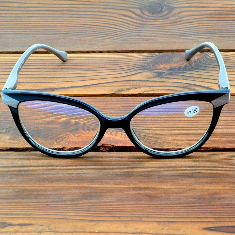 

Жіночі окуляри для читання Cat Eye з чорною оправою та синіми дужками, цільна носова частина, чоловічі +1 +1.5 +2 +2.5 +3 +3.5 +4 +4.00 чорний
