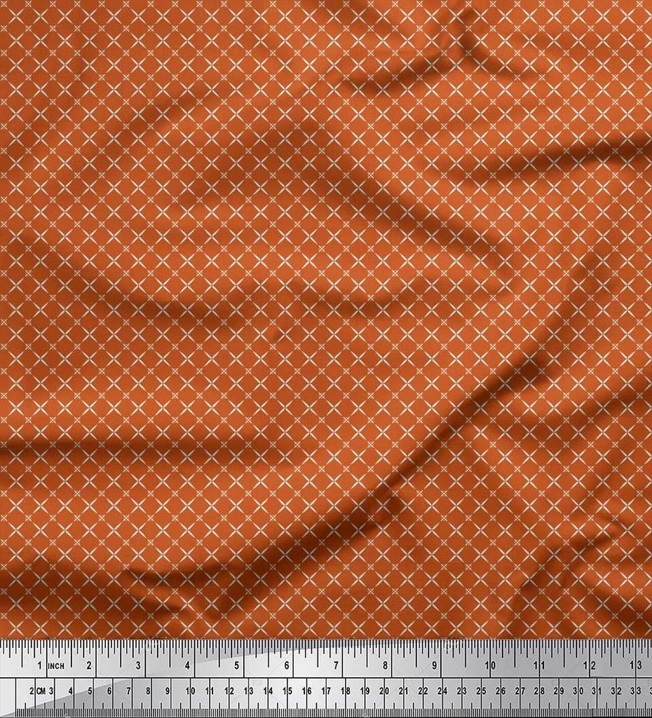 Soimoi Japan Crepe Satin Fabric Geometric Small Print Fabric by Metre 42 Inch