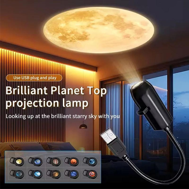 USB-Direktstecker Planetenprojektorlampe Halloween Weihnachts-Atmosphärenlichter Kreatives LED-Nachtlicht für Schlafzimmer-Hintergrund