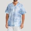 Men's Printing Short Sleeve V-neck Working Blouse Chest Pocket Carer Top