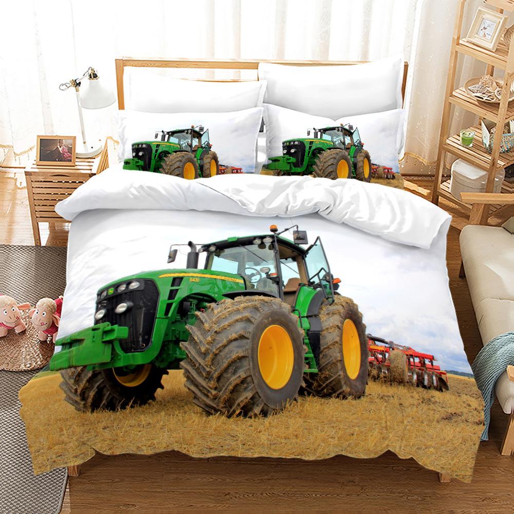 Bedding Three-Piece Set 3D Digital Printing Cool Tractor Series Bedding Three-Piece Set