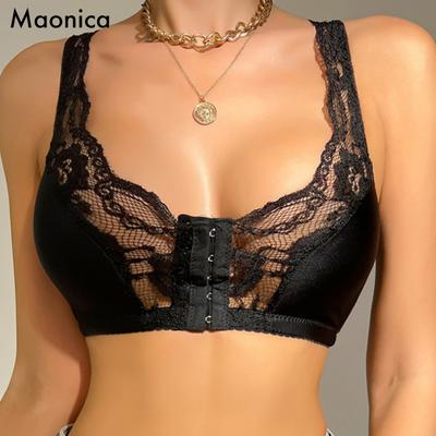 Damen BH mit Schnalle vorne Spitze Push-Up BH Große Größe Bügelloser BH Atmungsaktiver Push-Up-BH Spitze M-6XL