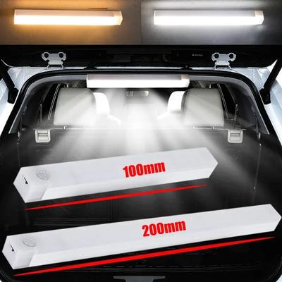 Car Rechargeable Automatic Induction Light Car Trunk Work Light Auxiliary Lighting Reading Light Bar Luggage Compartment Lights