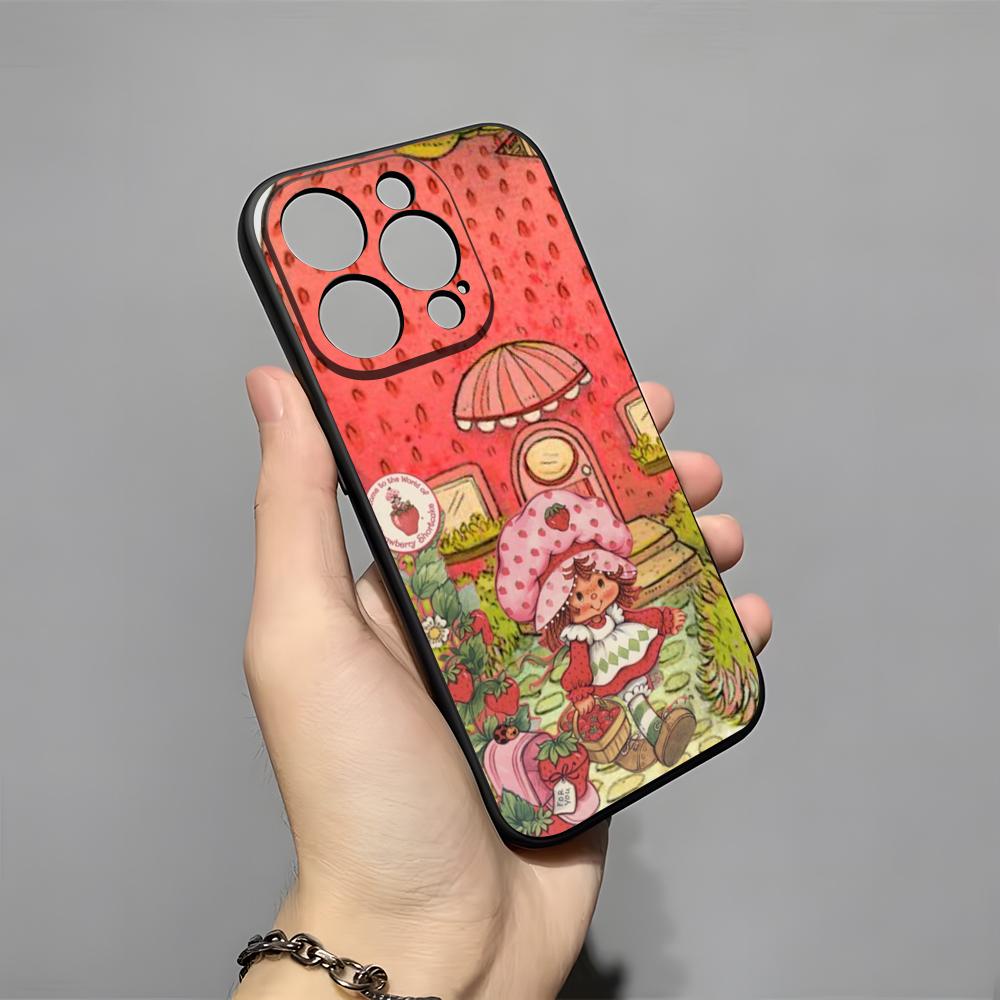 Cartoon S-Strawberry Shortcake Phone Case For IPhone 17 Pro Max 16 15 14 Pro Max 13 11 X Xs Xr 8 7Plus Silicone Cover