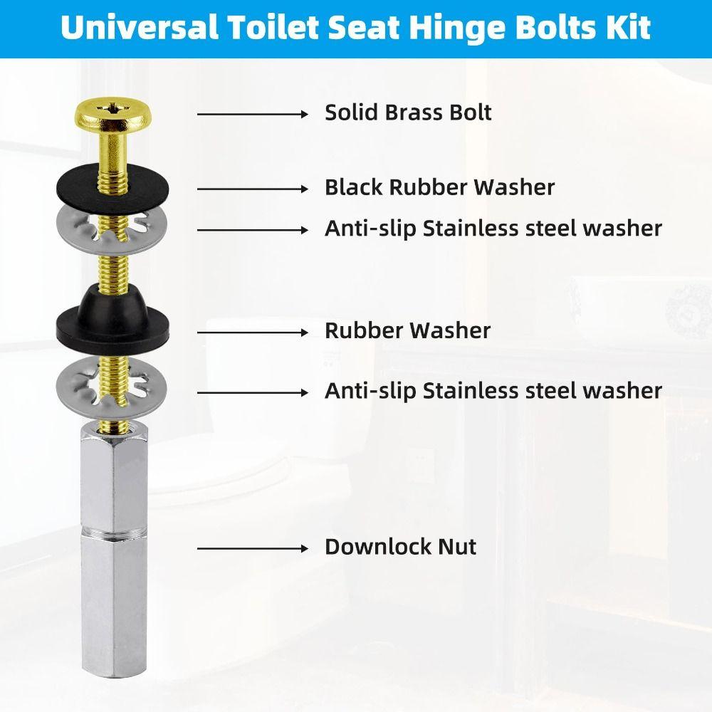 2Pcs Stainless Steel Toilet Seat Bolts Kit Rust Resistant Toilet Seat Screws Bathroom Toilet Repair