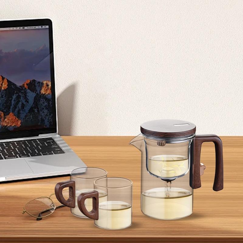 Glass Tea Pot Kettle Infuser 520ML/720ML Teapot Water Separation Inner Magnet One Click Magnetic Switchs Tea Filtration Cup Set