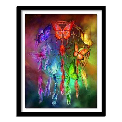 Dream Catcher & Butterfly DIY Diamond Painting Cross Stitch Round Diamond Embroidery for Home Decor